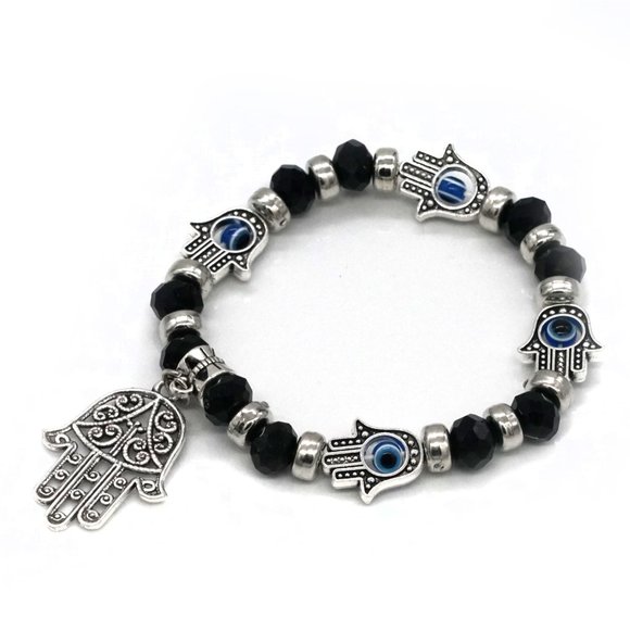 My Bead Emporium Jewelry - 🔴Bracelet Hamsa Chakra Hand Stretch OS Silver